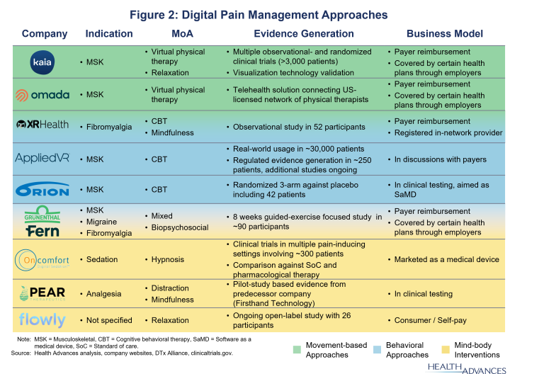 Figure 2: Digital Pain Management Approaches